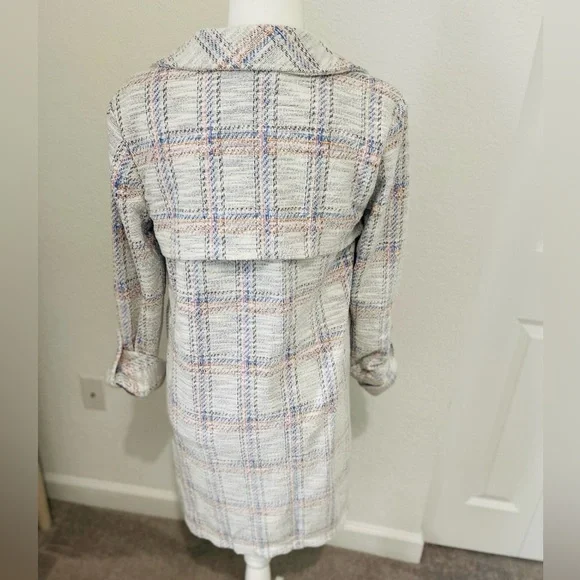 New Anthropologie Dolan Long Plaid Sweater Coat Size S - Picture 6 of 9